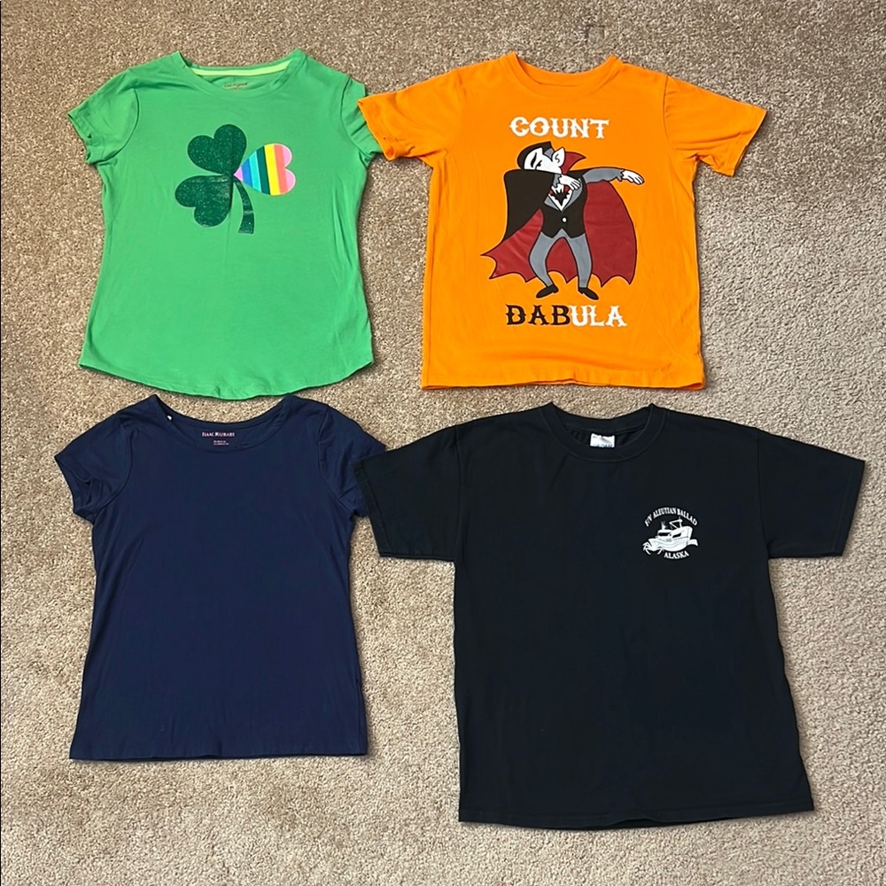 Kid’s Size 10/12 T Shirt Bundle (4) Cat & Jack, Isaac Mizrahi, Isaac Morris
